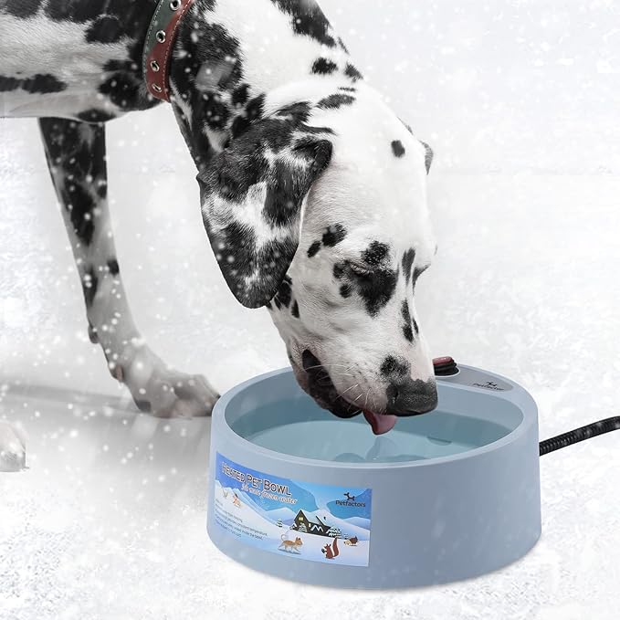 Heated Pet Bowl, Outdoor Pet Thermal Water Bowl, Dog Cat Heated Water Bowl with 69 Inch Chew Resistant Cord and Waterproof ON/Off Switch (Gray)