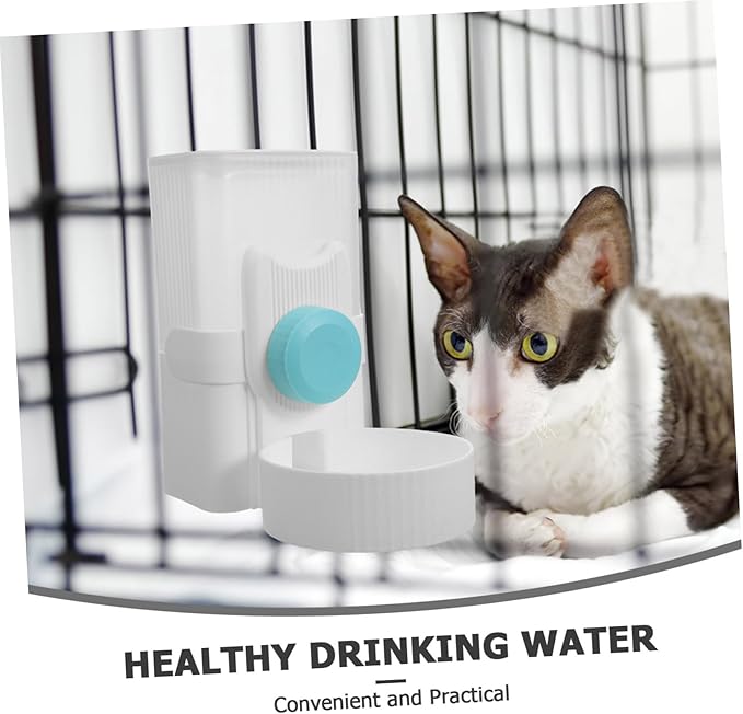 Pet Cage Water Feeder Automatic Dispenser for Dogs and Cats Easy to Install and Clean Suitable for Cages Wire Spacing Essential Pet Accessory Sky Blue