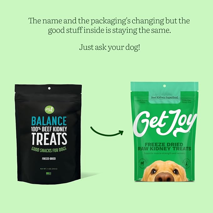 Get Joy Freeze Dried 100% Beef Kidney Dog Treats, 16oz | Single Ingredient Organ Meat, High Protein Raw Dog Food Topper, Snack & Training Rewards | Grain Free, Gluten Free, Filler Free