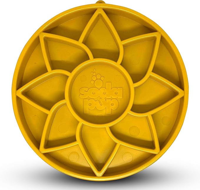 SodaPup Sunflower eTray – Durable Enrichment Feeder Made in USA from Non-Toxic, Pet-Safe, Food Safe Material for Mental Stimulation, Calming, Slowing Down Eating, Healthy Digestion, & More