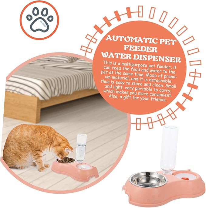 1set Automatic Pet Feeder Water Dispenser Dual Bowl for Cats Dogs and Non- Design for Stores Convenient Food Water