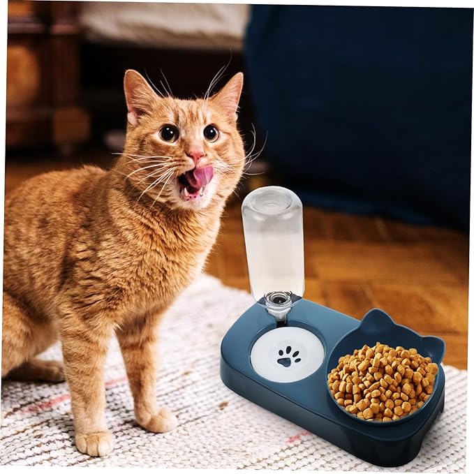 Pet Water Dispenser Dog Bowl Cat Food Serving Bowl Automatic Feeder Non-Slip Mat