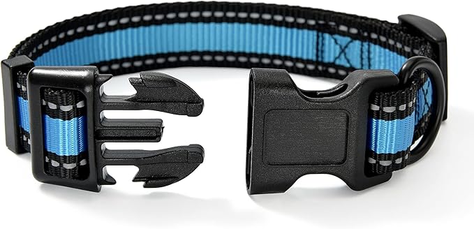 Mile High Life Dog Collar | Nylon Reflective Dog Collars | Light Weight Puppy Collars | Blue Dog Collars for Small Dogs (Blue, X-Small)