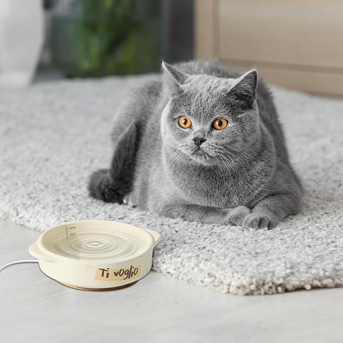 Ceramic Pet Heating Bowl - Constant Temperature Drinking Dish, Automatic Warm Water Feeder, Cold Weather Care Accessory | Chickens Birds Rabbits Cats for Chickens Birds Rabbits Cats