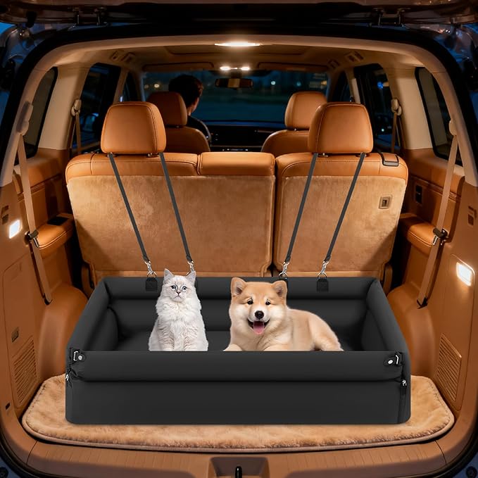 Pet Car Seat for Small Dogs & Cats, C ar Seat for D og and C at Sofa, Fluffy C at Car S eat with Removable Washable Cover for Homes, Living Rooms, Bedrooms, Balconies, Pet Shops, Black,XL