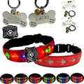 Pet Collar with AirTag Holder and ID Tag, 15 Lighting Modes, Waterproof Cross Pattern Design, Multiple Colors (RED Pro, M(11.8-15.7"))