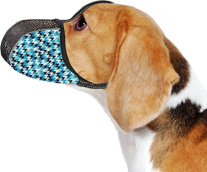 Dog Muzzle Medium Sized Dogs Anti Bite Bark Soft Air Mesh Muzzles Reflective Ajustable Full Coverage Dog Mouth Guard Cover for Grooming Scavenging Blue M