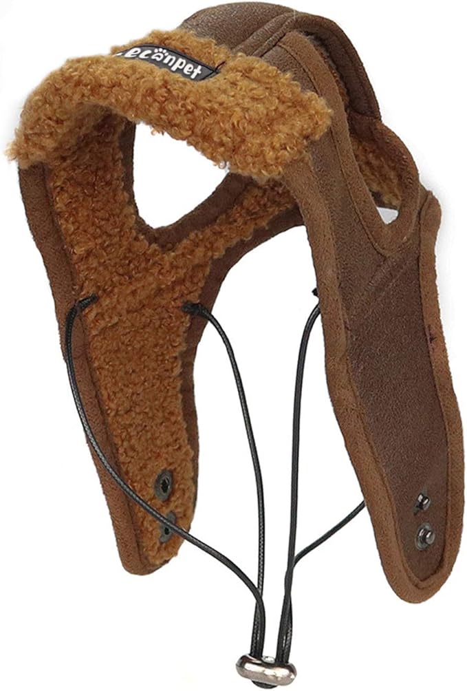 Leconpet Dog Aviator Hat, Dog Winter Pilot Hat with Ear Flaps for Cold Weather (L, Coffee)
