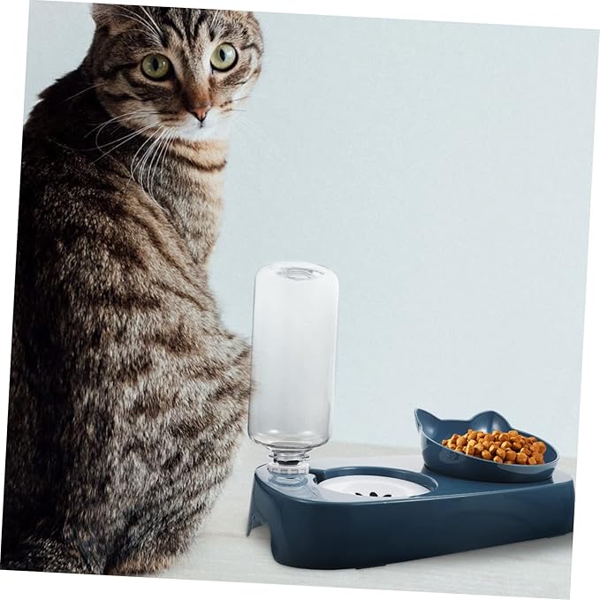 SUPVOX 1set Automatic Dog Water Bowl and Cat Feeder Non-Slip Base Dual Function Pet Drinking and Food Serving Dish Easy to Clean and Use for Busy Pet Owners
