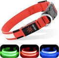 BSEEN Light Up Dog Collar - Rechargeable LED Dog Collar - Water-Resistant Reflective Puppy Collars- Glow in The Dark Christmas Dog Lights for Night Walking (Ruby Red, Medium)