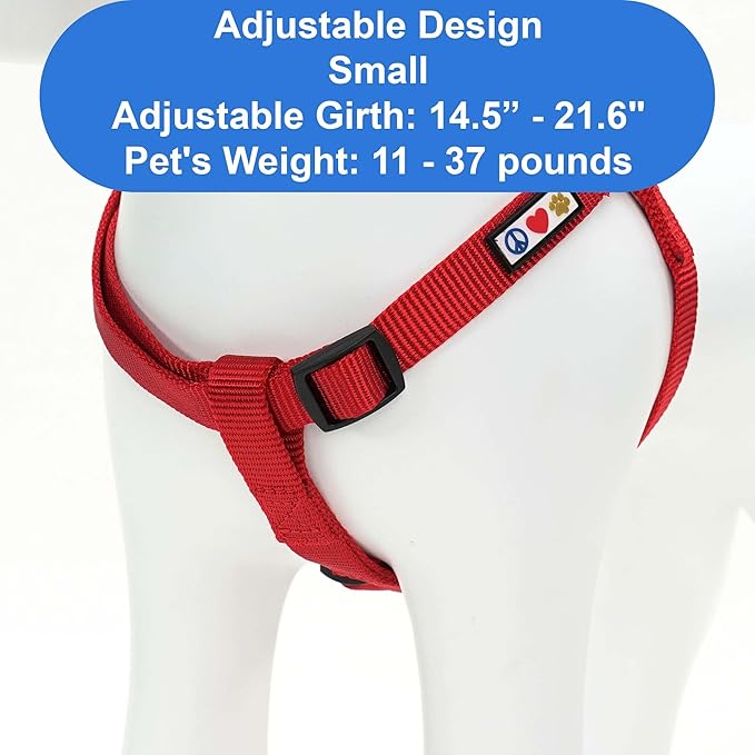 Pawtitas Personalized Dog & Puppy Harness Small Red Custom ID Tag Adjustable No Pull Vest