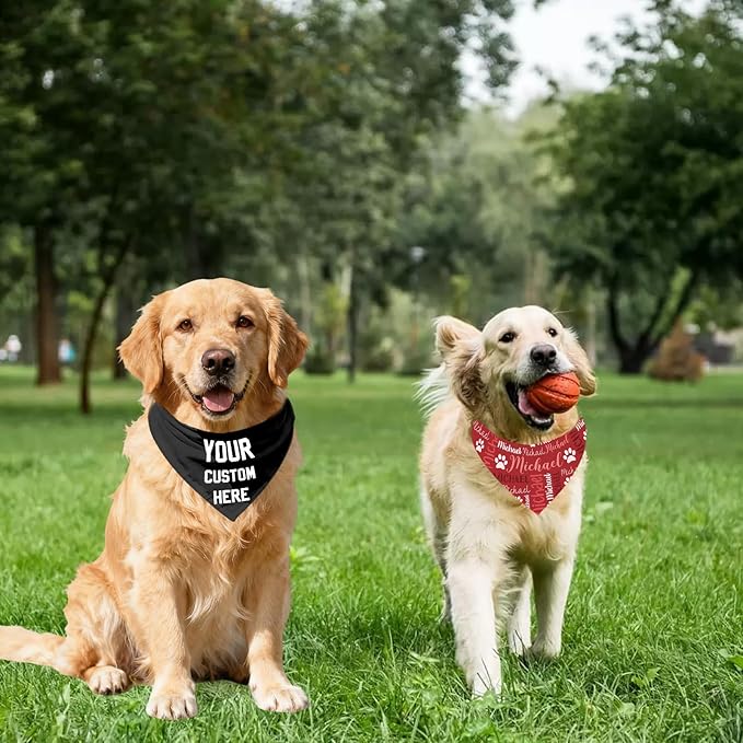 Custom Dog Bandana Personalized Dog Bandanas with Name Logo Customized Cat Neckwear Pet Scarf Triangle Bibs for Small Medium Large Dogs Cats Pets Solid
