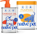 Native Pet Omega Oil for Dogs & Pumpkin for Dogs | Dog Fish Oil Supplements | All-Natural, Organic Fiber for Dogs | 8 Oz. Omega Oil & Pumpkin Powder