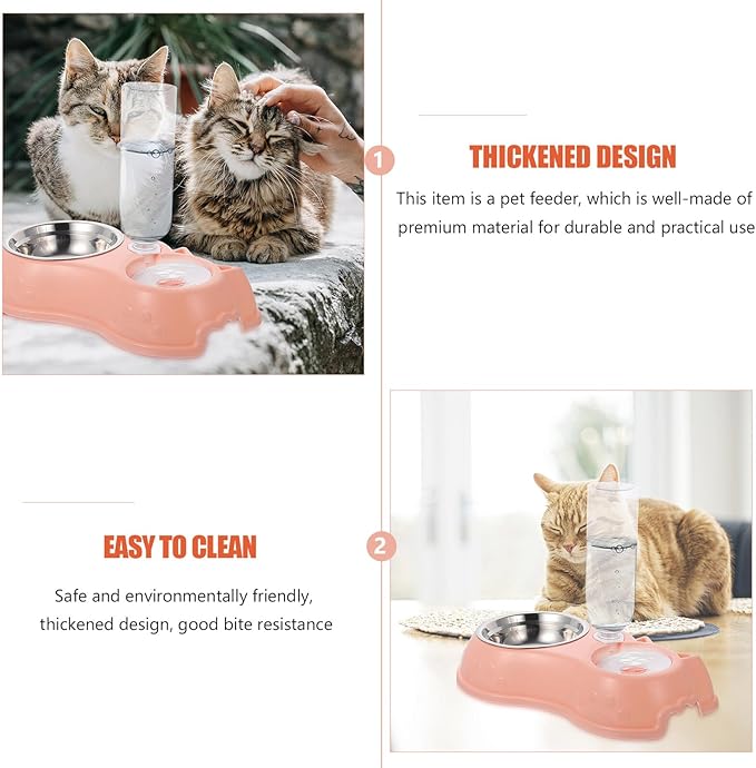 Automatic Pet Feeder and Water Dispenser Bowl Set, Dual Pink Food and Water Bowls for Dogs and Cats, Pet Feeding Tool for Home and Travel