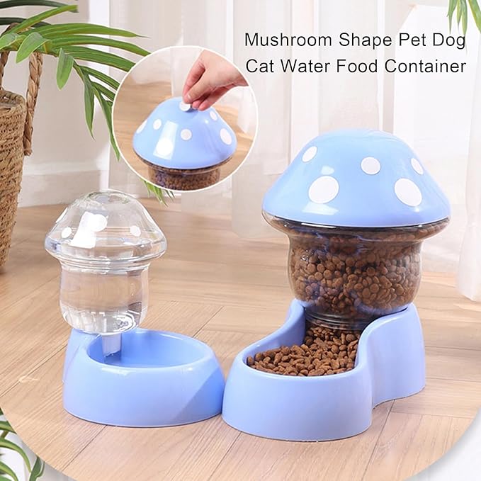 1 Set Cat Water Feeder Auto Replenishment Large Capacity Mushroom Shape Pet Dog Cat Water Food Container Pet Supplies, Mushroom Shape Pet Cat Dog Automatic Feeder, Dog Food Dispenser Green