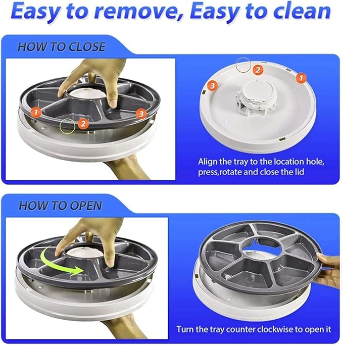 Massage Cushion Round Timing Feeder Automatic Pet Feeder 6 Meals 6 Grids Cat Dog Electric Dry Food Dispenser 24 Hours Feed Pet Supplies (Color : A)