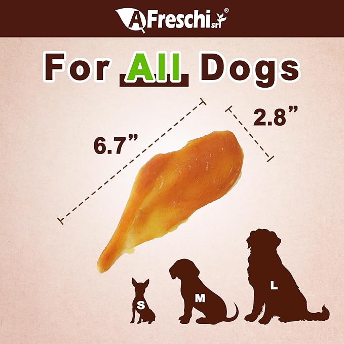 Afreschi Chicken Jerky Dog Treats, All Natural, High-Protein, Healthy & Easily Digestible, Grain-Free Puppy Chews, Human Grade Training & Rewards Dog Snacks, Chicken Breast, 16 oz Pack