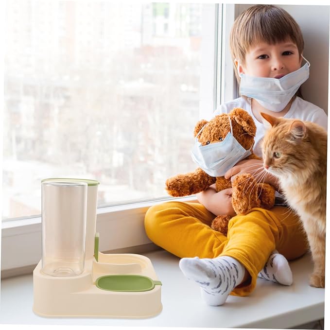 SUPVOX Automatic Pet Water Feeder Large Capacity Dispenser for Dogs Cats Easy Clean Material No Spill Water Bowl for Multiple Pets Green Color