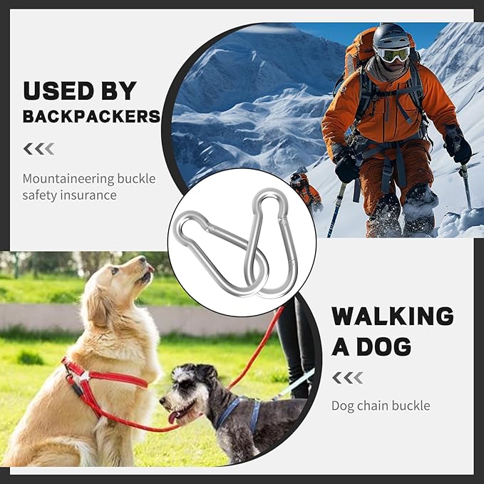 Carabiners Clip Spring Snap Hook,Heavy Duty Galvanized Steel Carabiner,Safety Quick Links Snap Hooks,Spring Clips for Swing Hammock Camping Keychain Outdoor