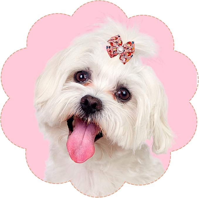 PET SHOW 20pcs Christmas Dog Hair Bows with Alligator Clips for Small Medium Dogs Bowknot Hair Clips Cat Puppy Yorkshire Grooming Hair Accessories for Xmas Party Costumes Assorted Randomly