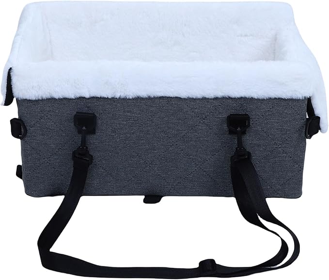 ASHATA Dog Car Seat for Small Dogs, Portable Soft Pet Car Travel Home Bed, Comfortable Pet Carrier for Trucks SUVs (Grey)