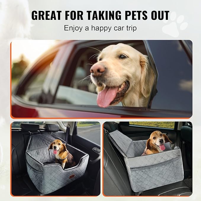 Dog Booster Car Seat Pet Car Seat for Medium Large Dog up to 55 lbs Gray