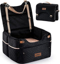 Elevated Dog Car Seat for Medium Dogs, 3 Adjustable Heights with 2 Egg Crate Foam Boosters 4"+2", Dual-Sided Cooling&Plush Waterproof Cover, 2 Safety Leashes & Buckles, Black