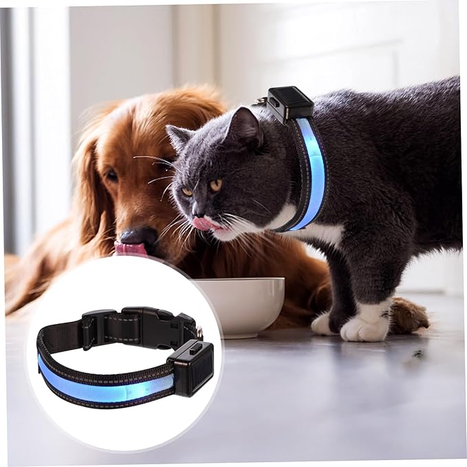 Led Solar Rechargeable Flashing Dog Collar High Visibility Glow Pet Neckband with USB Charging for Dogs Blue s Stylish and Safe Nighttime Accessory