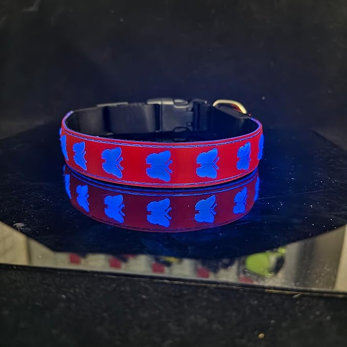 USB-C led Light up Dog Collar, 3D Design Comfortable and Soft Material,Multicolored Lighting，Night Dog Collar (BT-RED, S(11.8-15.7"))
