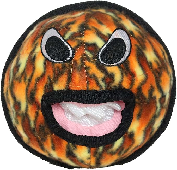 TUFFY - World's Tuffest Soft Dog Toy - Fire Alien Ball - Squeakers - Multiple Layers. Made Durable, Strong & Tough. Interactive Play (Tug, Toss & Fetch). Machine Washable & Floats