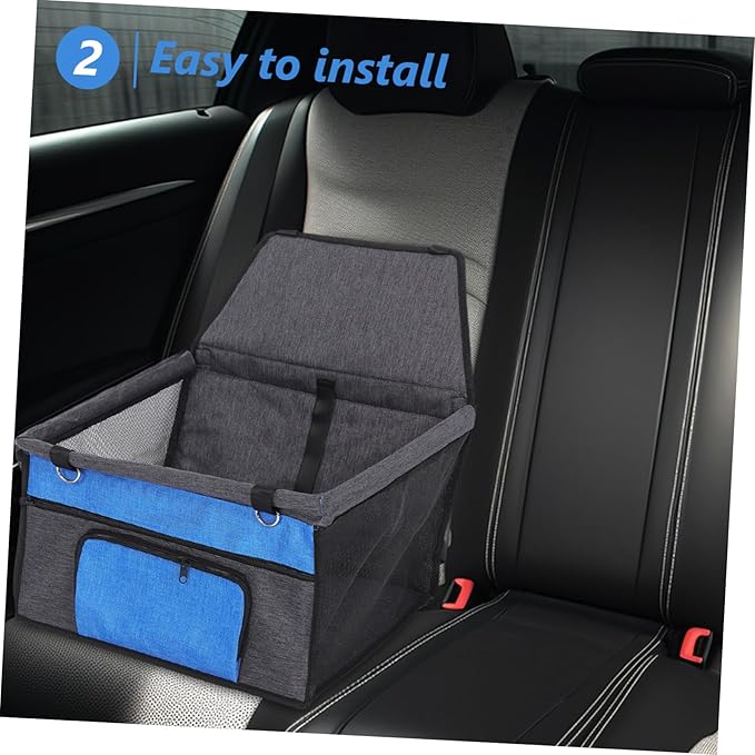 Toyvian Front Pocket Dog Car Seat and Breathable Travel Seat for Cats Dogs Easy to Install Console for Pets Grey
