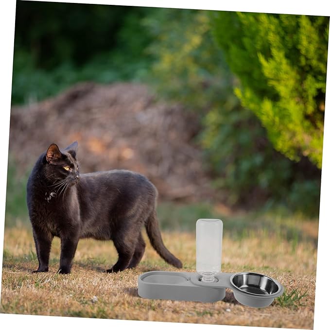 Kisangel Stainless Steel Cat Bowl Automatic Feeder Dispenser Pet Food Water Dispenser