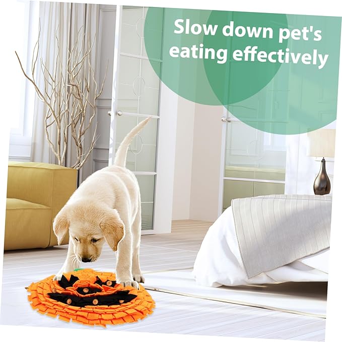 VICASKY Pumpkin Dog Snuffle Mat Pet Training Cushion for Mental Stimulation Interactive Feeding Reduces Stress and Encourages Natural Foraging Skills