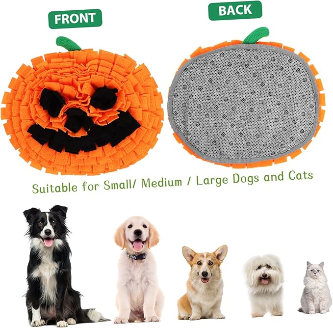 Snuffle Mat for Dogs Pumpkin-Shaped Pet Enrichment Toy Mental Easy to Compact Design Fleece for All Breeds