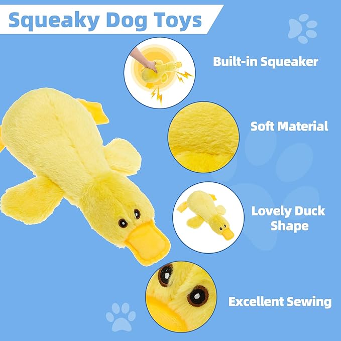 Mihachi Plush Squeaky Dog Duck Toys - Stuffed Pet Toy Duck Interactive Gifts for Dog Birthday Dogs Puppy Biting Chew Toys - for Medium and Large Dogs