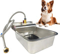 Small Automatic Dog Water Dispenser, 9L Stainless Steel Dog Water Bowl for Outdoor, for Puppies, Kittens, Lambs,Chickens, Livestock,Anti Tip, Fits GHT 3/4'' Faucet