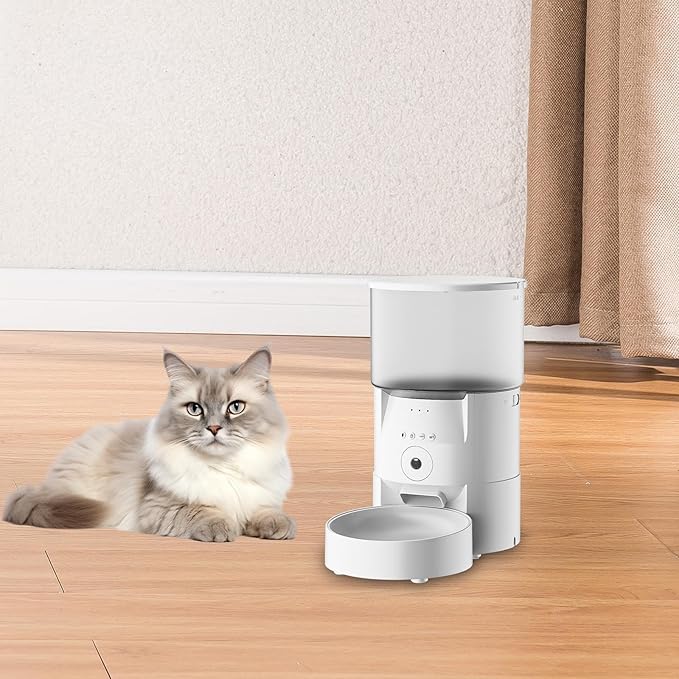 Generic Cat Feeder Automatic Cat Food Dispenser Timed Cat Feeder Auto Pets Feeder for Pets, 18.5cmx18.7cmx31.4cm, White
