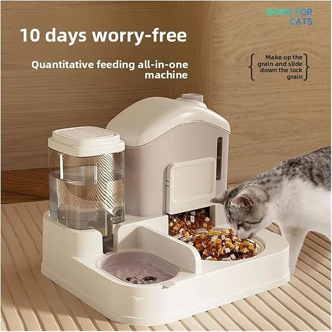 Pets Bowl, Pets Food Dish, Automatic Feeder and Water Dispenser, Anti-Tipping, for Pets Pet Supplies(Brown)