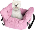 Pet Car Booster Seat for Small Dogs up to 25 lbs with Safety Straps, Storage Pockets, Travel Carrier Bed with Detachable Cover, Machine Washable (Pink)