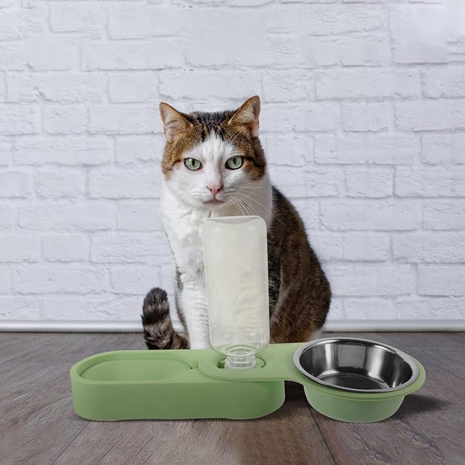 Cat Feeder Station Rotating Corner Design Automatic Food and Water Dispenser for Indoor Pets Non- Base Safe Materials for Cats and Dogs