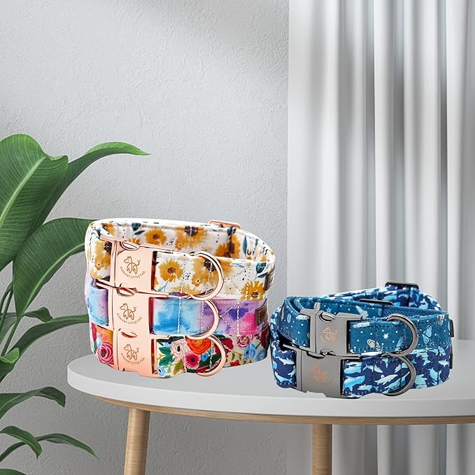 Elegant little tail Dog Collar, Colorful Pattern Pet Collar Durable Cute Dog Collars Fashion Male Female Pet Gift Adjustable Dog Collar for Large Dogs