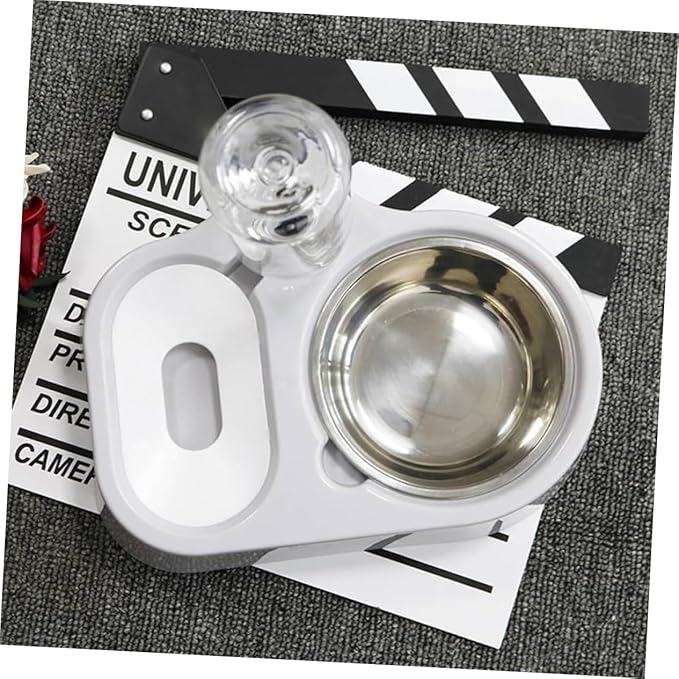 HANABASS Pet Double Bowl Automatic Water Feeder for Dogs and Cats Grey Smooth Non-Skid Base Convenient Food and Water Dispenser for Home Decor