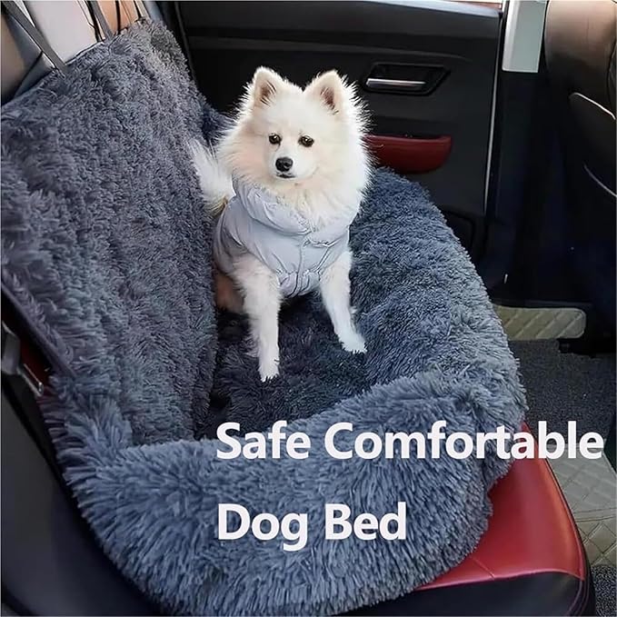 Car Seat- Pets Bed, Dog Car Bed with Straps Furry Seats with Thick Cushion for Travel, with Thick Cus for Removable and Easy to Clean