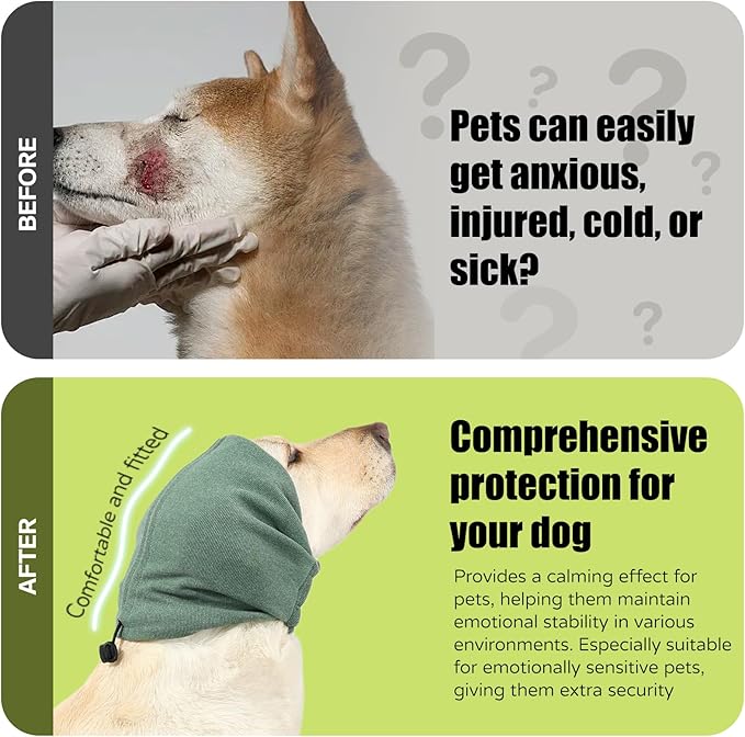 Dog Anxiety Relief Hoodie, Ear Covers for Bath, Thunderstorms, Warm Dog Ear Cover Hoodie
