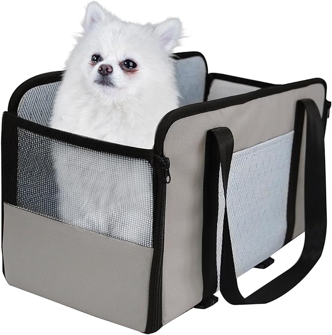 Vehicle Dog Seat - Center Console Dog Car Seat - Adjustable Pet Booster Console Seat, Travel Dog Car Carrier with Safety Tethers | Breathable Car Seat Bed Suitable for Small & Medium Dogs and Cats