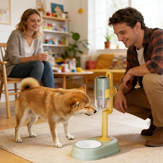 Water Bowl Dispenser for Dogs, Drinker with Adjustable Height, 750 ml Water Dispenser in Standing Pet Bowl with Adjustable Height | for Small Animals, Hamster, Squirrel, Hedgehog and