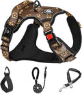 NESTROAD No Pull Dog Harness,Adjustable Oxford Dog Vest Harness with Leash,Reflective No-Choke Pet Harness with Easy Control Soft Handle for Small Dogs(Small,Dark Brown)
