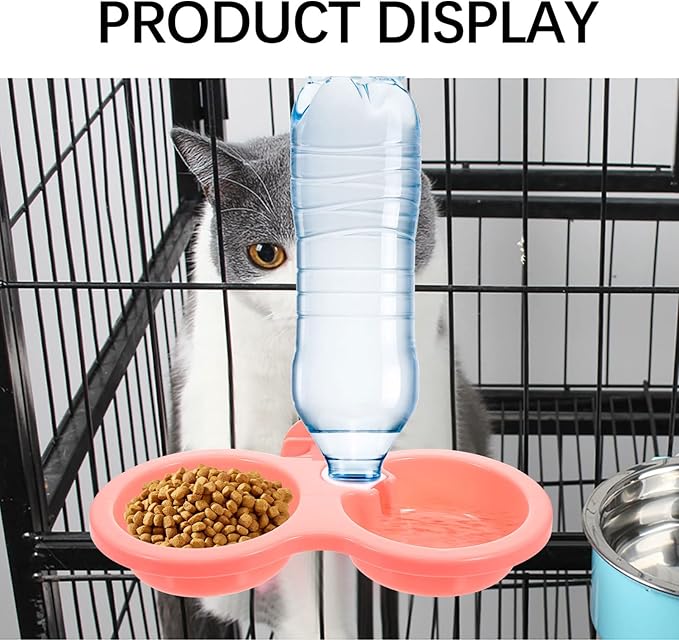 Dog Kennel Dog Kennel 2pcs Double Cage Dog Bowls Detachable Crate Food Bowl Automatic Water Dispenser Bottle Pet Hanging Feeder Dish for Rabbit Puppy Bird Cat Dog Bowl Dog Bowl