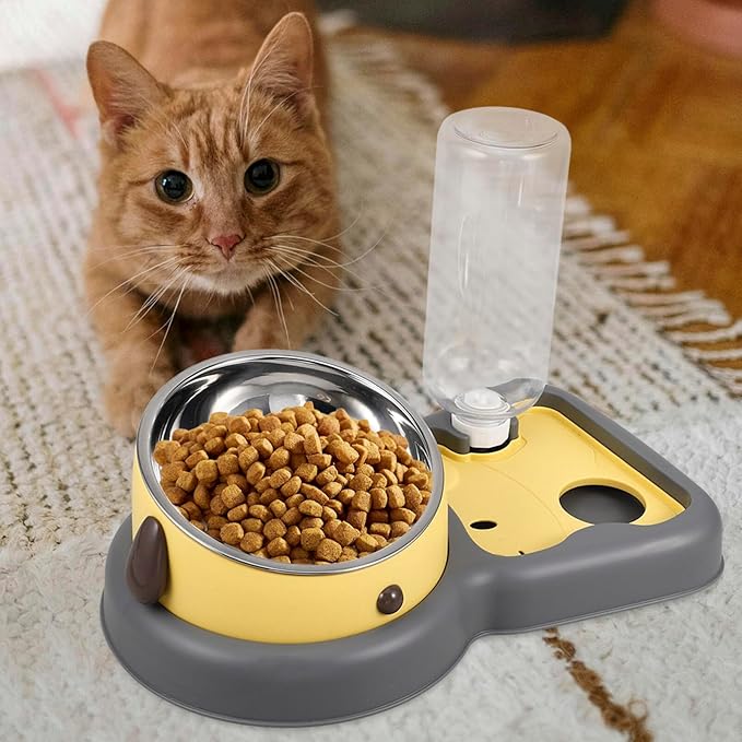 VANZACK Automatic Cat Dog Water Feeder Dual Bowls for Food and Water Tip Design and Pet Shops Capacity