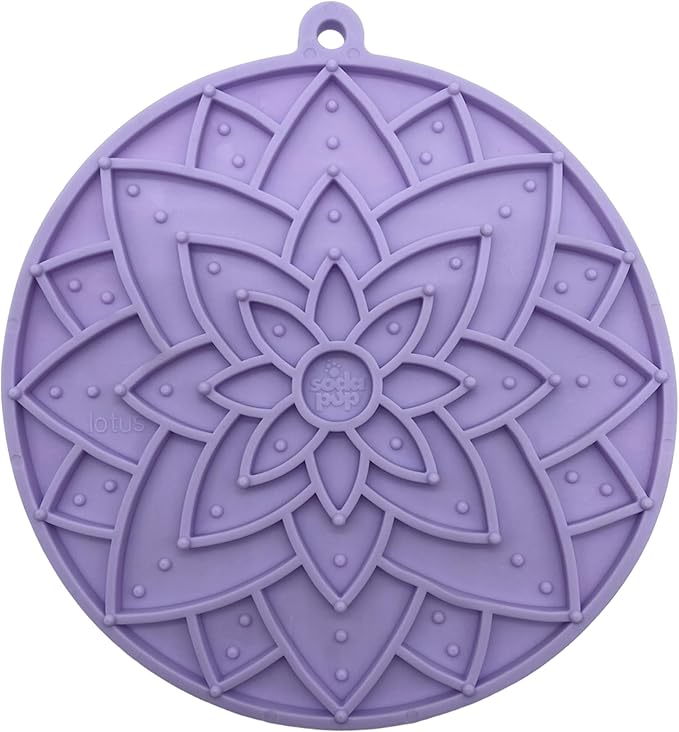 SodaPup Lotus eMat – Durable Enrichment Feeder Made in USA from Non-Toxic, Pet-Safe, Food Safe Rubber for Mental Stimulation, Avoiding Overfeeding, Fresh Breath, Digestive Health, Calming, & More
